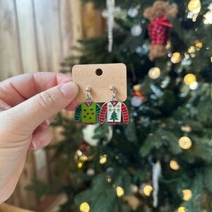 Festive Holiday Sweater Christmas Earrings